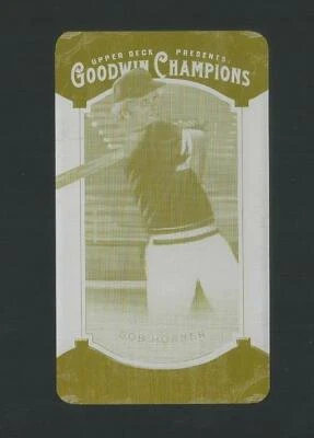 2014 Upper Deck Goodwin Champions Bob Horner Braves #66 Mini Yellow Plate Sp 1/1 - Image 1 of 2