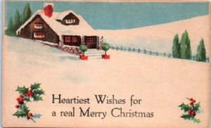 Heartiest Wishes MERRY CHRISTMAS winter scene - Postcard - Picture 1 of 2