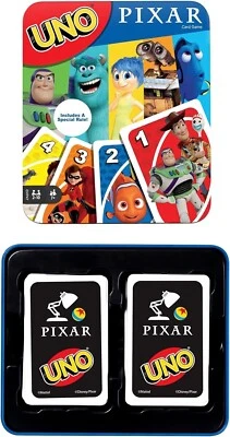 New Mattel Games UNO Pixar 25th Anniversary Card Game In Tin & with Shipper Box - Image 1 of 4
