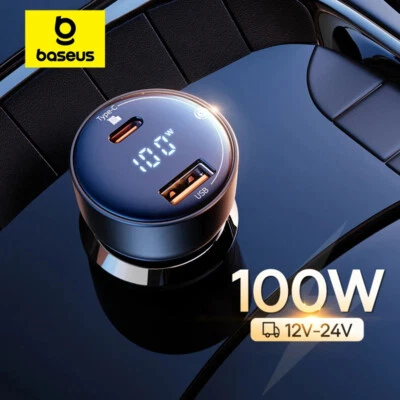 Cargador de coche Baseus PD 100W carga rápida QC4.0 carga rápida para iPhone Samsung Foto 1 de 4