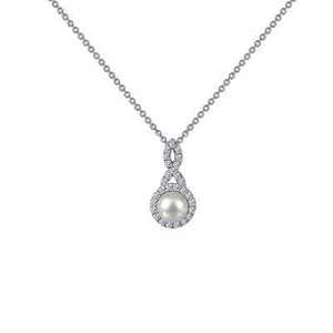 BRAND NEW Lafonn Platinum Plated Cultured Freshwater Pearl Necklace P0147CLP18 - Picture 1 of 2