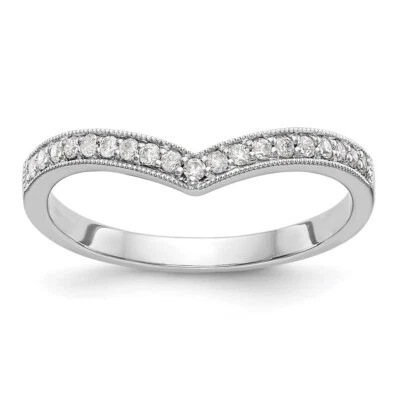 14K White Gold 1/8 carat Diamond Contoured Wedding Band Ring for Women Size 7 - Image 1 of 4