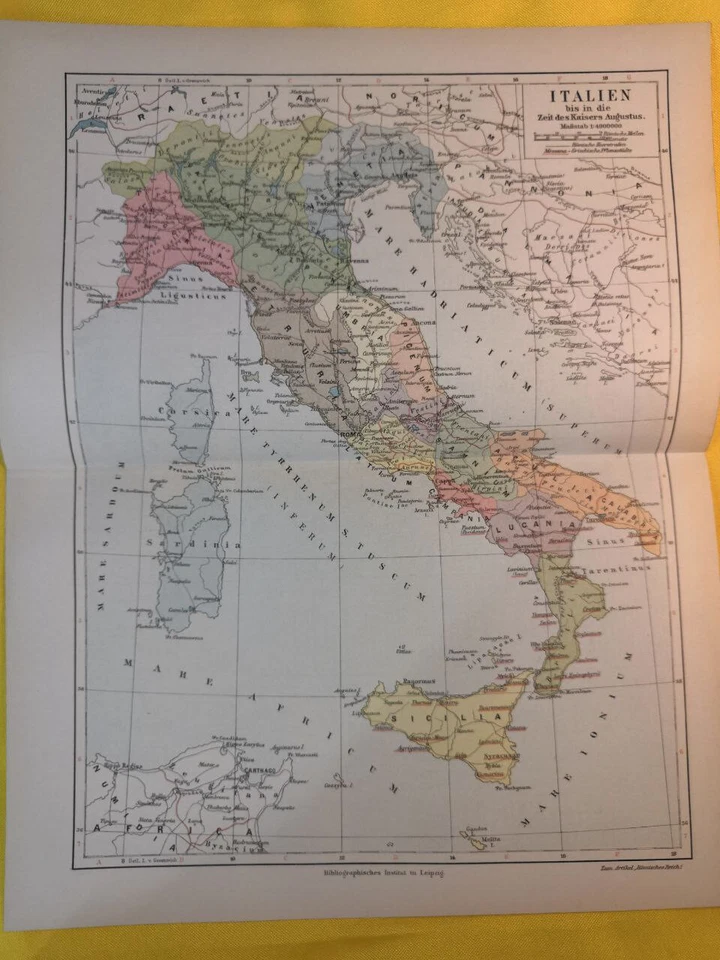 1902 Italy Roman Emperor Augustus Vintage Geography Map Orig. Empire C21 - Image 1 of 3