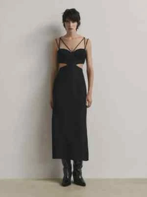 Massimo Dutti Cut-out dress with crossed straps Studio In Black size M - Image 1 of 4