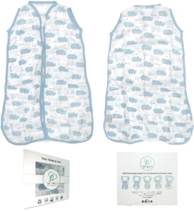 TADO MUSLIN 100% Organic Cotton Baby Sleep Sack Bag Size S 28" 3-6M Rhinoceros - Picture 1 of 5