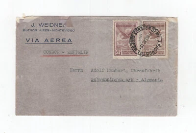 1932 Argentina Zeppelin 9º Sudamérica Cubierta de vuelo Vuelo de regreso Sieger # 197 Foto 1 de 2