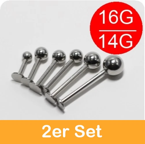 2er Set Lippenpiercing Stecker Piercing Ohr Monroe Ball Kugel Labret Madonna - Bild 1 von 1