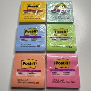 6 PADS - Post-It Notes Asst Colors 540 Sheets Super Sticky Notes - 3" x 3"  NEW - Picture 1 of 9