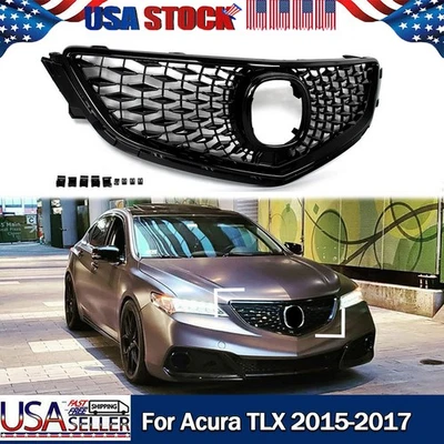 2018 TLX Style Front Bumper Grill Gloss Black For Acura TLX Grill 2015 2016 2017 - Image 1 of 4
