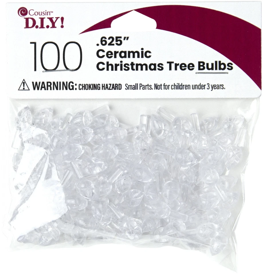 CousinDIY Ceramic Christmas Tree Bulbs .625" 100/Pkg-Clear - 40000460