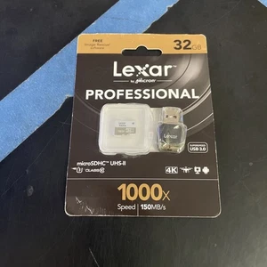 Lexar 32GB 32G 1000x Micro SD SDHC 150MB/s Class10 UHS-II 3 USB3.0 Reader GoPro - Picture 1 of 3