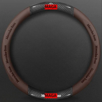 For Mercedes-Benz Steering Wheel Cover Leather Car Accessories 15"Brown NEW Foto 1 de 2