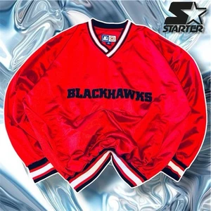 Starter NHL Blackhawks Mens Medium Red Retro Vintage Embroidered Sports Jacket - Picture 1 of 14
