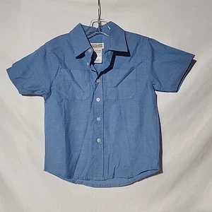 NEW Sz 6 - ALEX & JACK Medium Blue Twill Casual Button Down Shirt, Short Sleeve - Picture 1 of 5