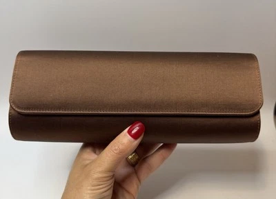Jarin Milan Beverly Hills satin brown clutch pre-owned good vintage condition. - Image 1 of 4