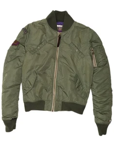 SUPERDRY Womens Flight Aviator Jacket UK 16 Large Khaki Nylon CR06 - Picture 1 of 3