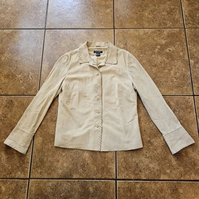 Vintage Suede Y2K Jacket Clothes By Revue Beige Button Up Medium Women's Boho - Image 1 of 4