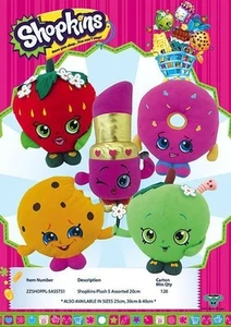 Shopkins Plush 20cm - Lippy Lips, D'Lish Donut, Apple, Kooky, Strawberry - Picture 1 of 6
