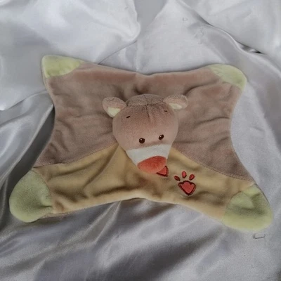 Doudou ours marron, jaune, broderies empreintes, Nattou - Photo 1/4