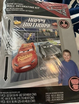 KIT DE DECORACIÓN DE CARTELES DE PARED DE 3 AUTOS (5 piezas) ~ Suministros para fiestas de cumpleaños decoración colgante Foto 1 de 4