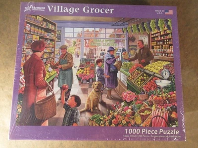Jigsaw Puzzle Village Grocer 1000 Piece Factory Sealed New Vermont Made In USA - Image 1 of 4