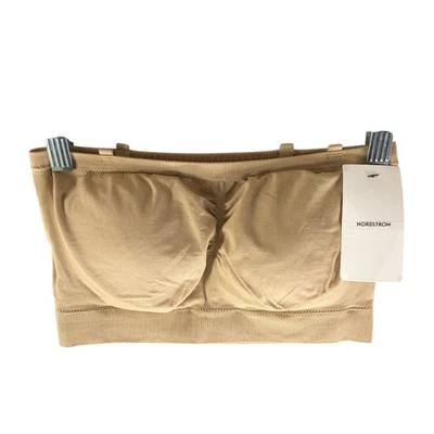 Nordstrom Bandeau Strapless Bra Wireless Removable Cups Beige M - Image 1 of 3