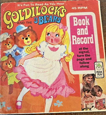 Peter Pan Records Book And 45 RPM GOLDILOCKS AND THE 3 BEARS 1973 USA Vintage Foto 1 de 4