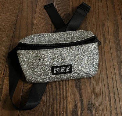 NWOT Victoria Secret Pink Bling Shine Glittery Belt Bag Fanny Pack In Silver - Image 1 of 4