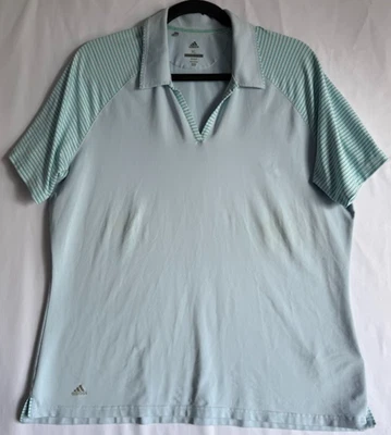 Camisa polo de golf Adidas para mujer talla XL azul manga a rayas top rendimiento logotipo Foto 1 de 4