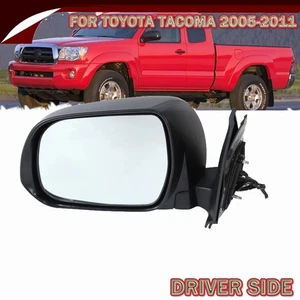 Left Black Mirror w/ Power Adjust & Manual folding for Toyota Tacoma 2005-2011 - Picture 1 of 20
