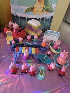 Paquete de figuras, accesorios y vehículos de juguete de Peppa Pig personajes - Imagen 1 de 6