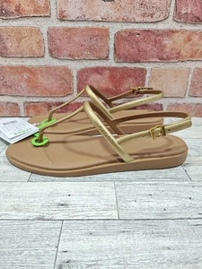 Crocs Miami Metallic Thong Flip Flop Sandals Buckle Strappy Women's 8 Gold NWT - Picture 1 of 9