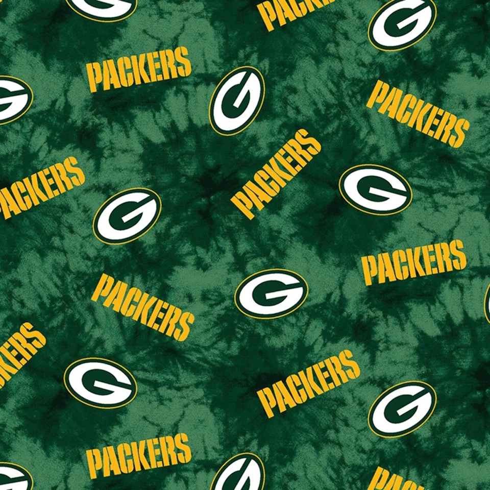 1 Yard 16 Inches (1.5 Yard) NFL Green Bay Packers Tie Dye Cotton Flannel Fabric - Image 1 of 1