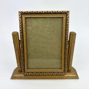 Vtg 20s Art Nouveau Carved Wood 3.5x5 Picture Frame Swivel Swing Tilt Tabletop - Picture 1 of 8