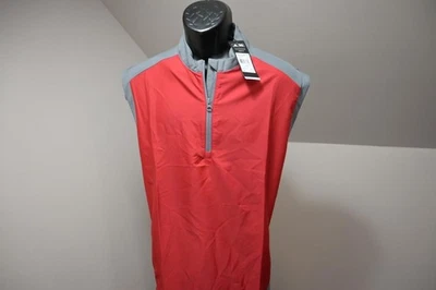 Adidas Windbreaker Golf Vest Vented 1/4 Zip Red Gray Athletic Mens Sz Large NWT - Image 1 of 4