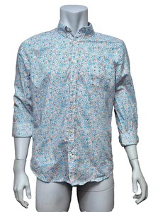 GAP Mens Blue Floral Design Cotton Long Sleeved Button Up Shirt Size Medium - Picture 1 of 2