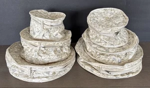 Set of 6 Vinyl Quilted Fine China Storage Cases 4 for Plates 1 for Bowls & 1 Cup - Picture 1 of 11