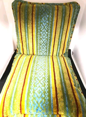 Vintage Chenille Throw Pillows Geometric Stripes Mid Century Boho Cottage 13×13 - Image 1 of 4