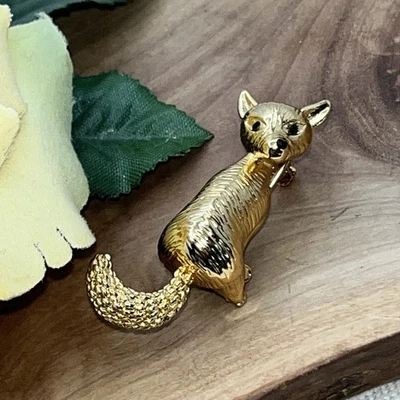 "BROCHE PRENDEDOR TALBOTS zorro tono dorado 1,5"" joyería ojos estrás" Foto 1 de 4