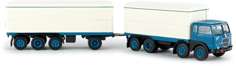 BREKINA 58420  Fiat 690 Millepiedi autocarro e rimorchio cassonato. BLU  1:87 - Immagine 1 di 1