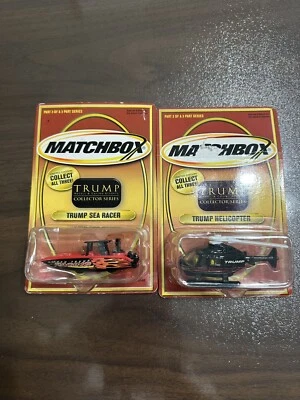 DONALD TRUMP MATCHBOX SET OF 2 HELICOPTER & SEA RACER - Image 1 of 4