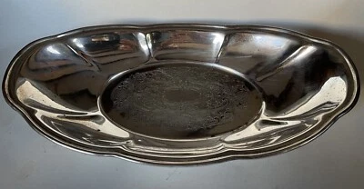N.S. BANDEJA DE PAN Co. PLATA sobre Cobre Vintage MCM 12" Placa Ovalada Compañía Nacional Foto 1 de 4
