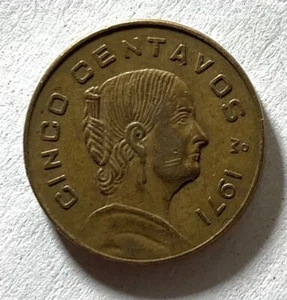 1971 Cinco Centavos Mexican Coin - Picture 1 of 2