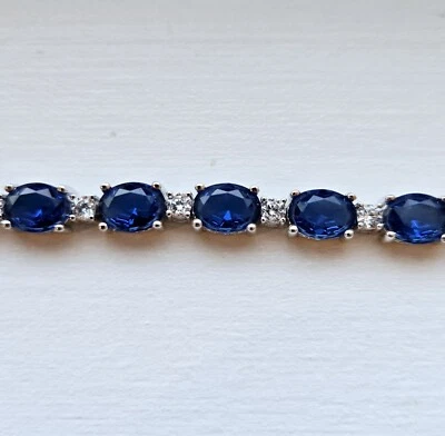 铑板模拟蓝宝石和 CZ 手镯 7.5 — 第 1/3 张图片