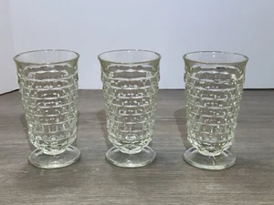 3 Vintage Indiana Whitehall Clear Cubist Footed Tumbler Glasses Ice Tea 12 Oz - Picture 1 of 6