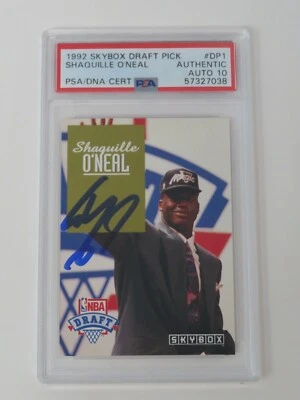 SHAQUILLE O'NEAL Signed Autograph 1992 Skybox Draft Rookie Card DP1 PSA 10 Auto - Image 1 of 4