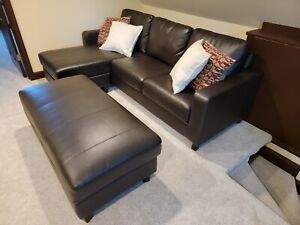 Abbyson Leather sofa with storage ottoman (LOCAL PICKUP)