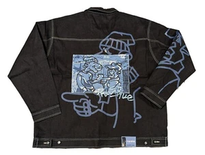 Vintage Y2K Raw Blue 3XL Denim Jacket NWT! Deadstock Urban Hip Hop Graffiti - Picture 1 of 20