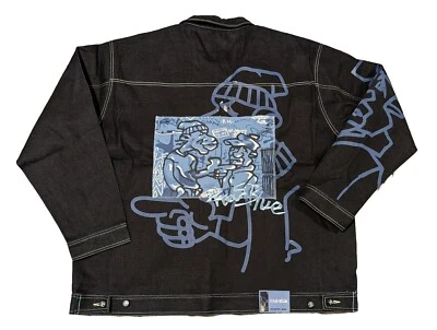 Chaqueta vaquera vintage Y2K azul crudo 3XL ¡NUEVA CON ETIQUETAS! Graffiti urbano de hip hop de Deadstock  Foto 1 de 4