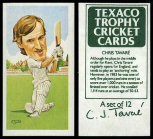 Chris Tavare - Texaco Trophy Cricket 1984 Card - Picture 1 of 1